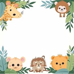 Obraz premium Safari animals and leaves frame