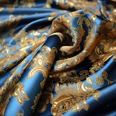 Azure Blooms Embroidered in Gold