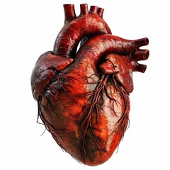 heart human real veins anatomy on white background - obrazy, fototapety, plakaty