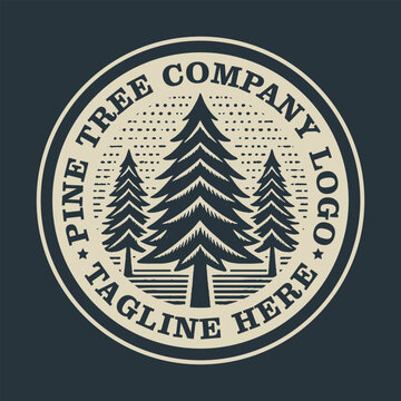 pine tree logo vector vintage illustration design