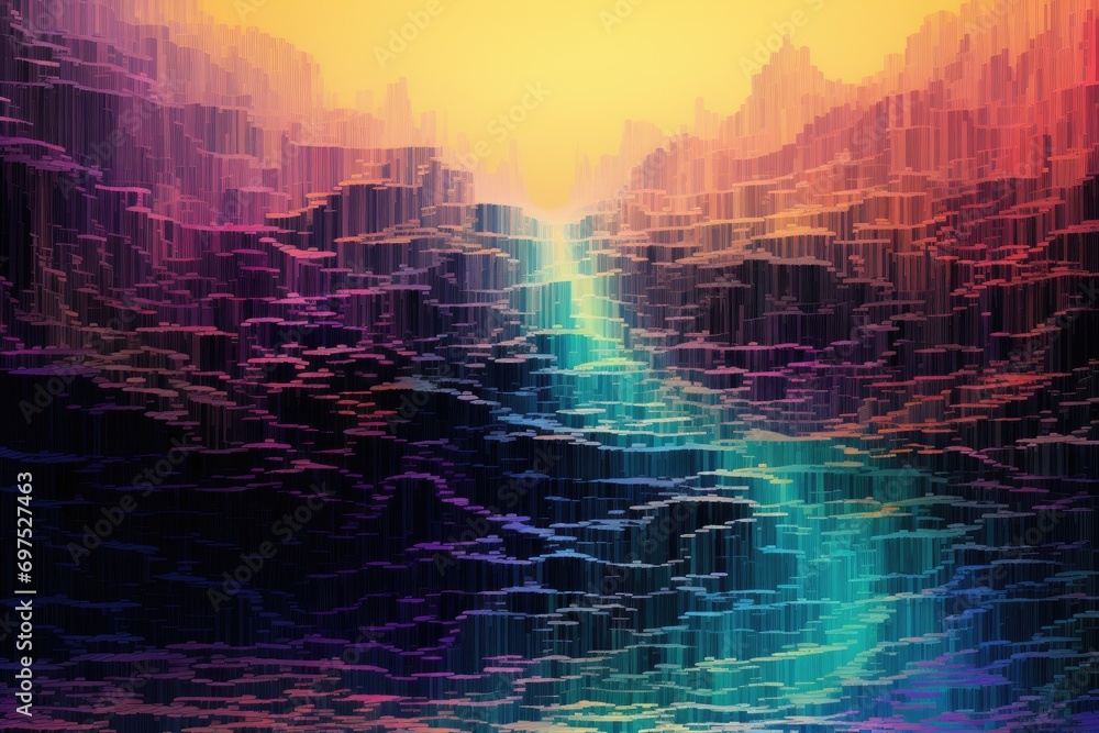Poster abstract background. 3d rendering, 3d illustration. computer digital drawing, a cascading waterfall 