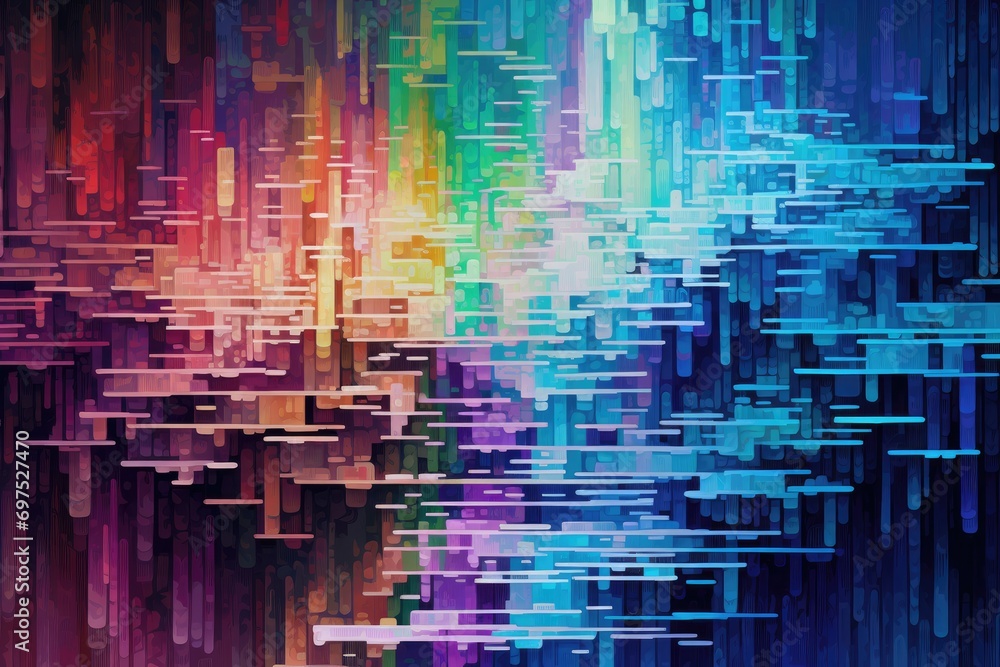 Poster abstract rainbow background with some smooth lines in it d render, a cascading waterfall of pixelate