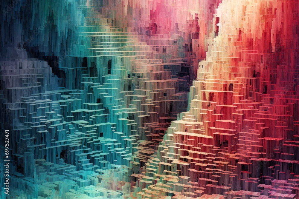 Poster abstract colorful background. 3d rendering, 3d illustration. computer digital drawing, a cascading w