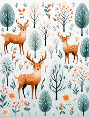christmas pattern background  with deer