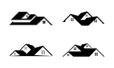 Set of luxury house property design vector