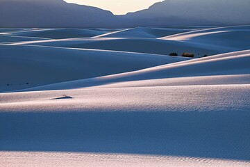 Abstact blue curves, lines and shadows. White Sand dunes. White Sand National Park. Alamogordo. New Mexico. USA
