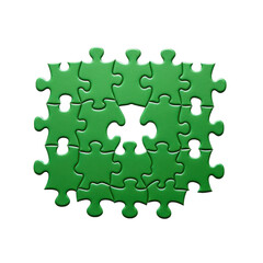 green jigsaws isolated on white or transparent background