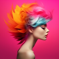 Naklejka premium Illustration of a fashion portrait, AI Generated