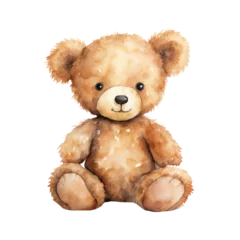 Fotobehang cute bear doll watercolor illustration isolated on white or transparent background © SaraY Studio 