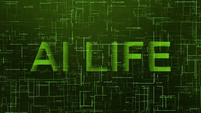 AI life text data line technology animation green