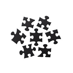 black jigsaws isolated on white or transparent background