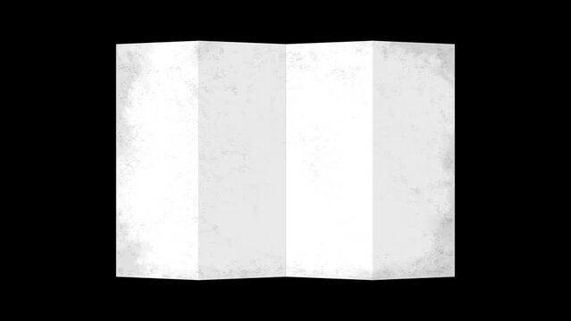 4K animation of opening a four-fold paper (mov, background transparent )