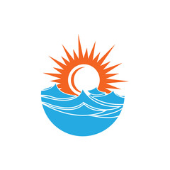 Vector Icon Logo Template Sun over horizon