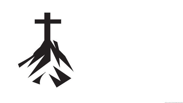 Mountains with cross icon symbol eps 10 