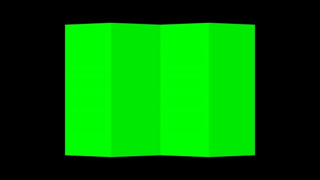 4K animation of opening a four-fold paper (mov, background transparent )