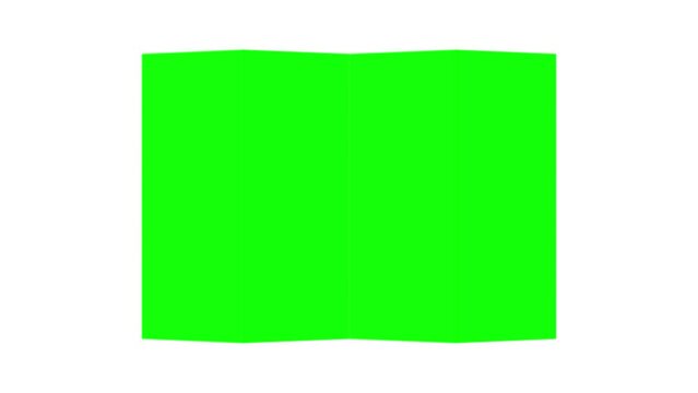 4K animation of opening a four-fold paper ( green background for chroma key )
