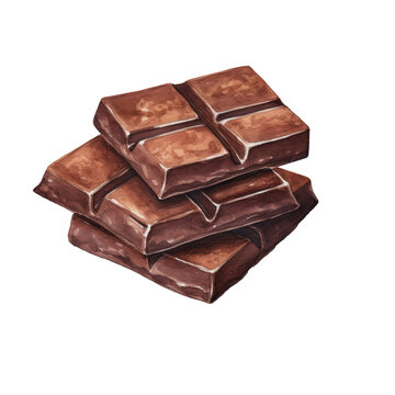 chocolate bar watercolor illustration isolated on white or transparent background