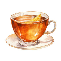 cup of tea watercolor illustration isolated on white or transparent background