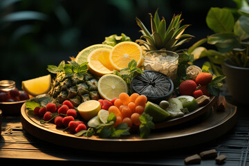 fruits and vegetables on a plate