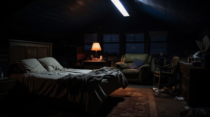 interior of a Dark bedroom