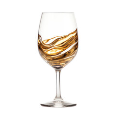 golden glass of wine or champagne isolated on white or transparent background