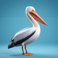 Fototapeta na wymiar cute 3D cartoon character of pelican