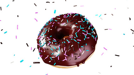 Sprinkled Chocolate Donut (Isolated Background)