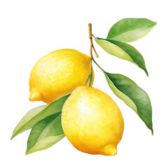 lemon watercolor illustration isolated on white or transparent background