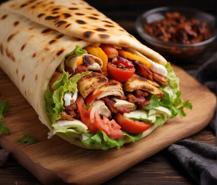 Mexican chicken wrap HD 8K wallpaper Stock Photographic Image
