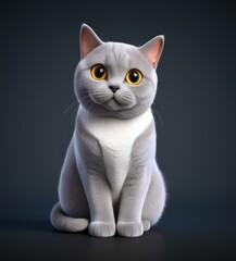 cute 3d cartoon character of shorthair cat