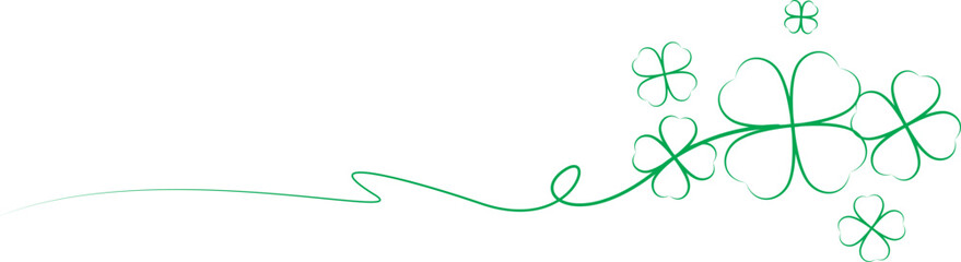 Continuous line drawing of Irish Happy Saint Patrick's Day celebration design with clover leaves .vctor eps 10