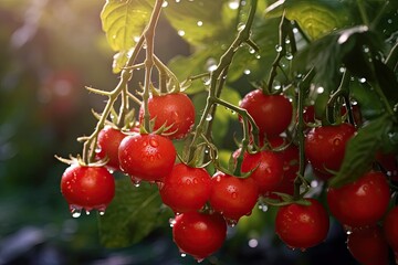 red tomatoes on a branch
