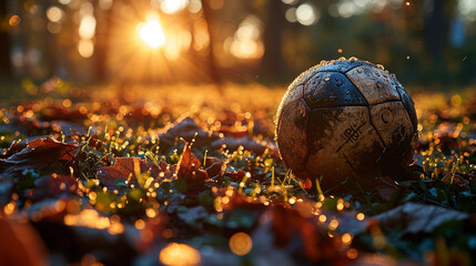 sport games Ball and autumn soccer field
