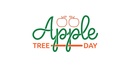 Apple Tree Day Handwritten text calligraphy vector illustration. Great for local village festivals on Apple Tree Day, selling the most delicious homemade apple treats.