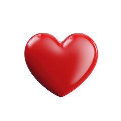 red heart in 3d style illustration isolated on white or transparent background 