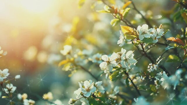spring background with meadow of spring flowers looping video animation
