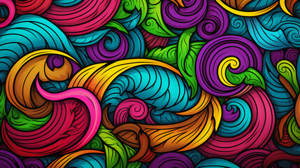 Fototapeta na wymiar Abstract Wave Design: A Creative Graphic Pattern Inspired by Nature's Curly and Colorful Elements