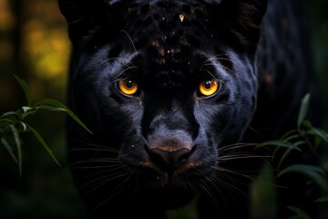 close up of a black leopard