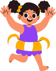 Girl with Round Pool Float