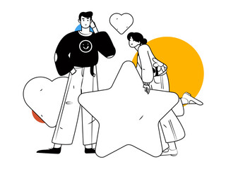 Happy Valentine's Day flat character vector concept business hand drawn illustration
