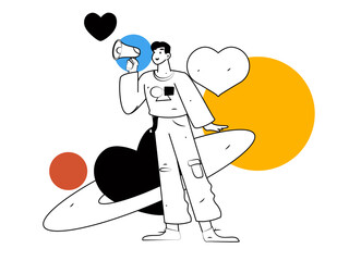 Happy Valentine's Day flat character vector concept business hand drawn illustration
