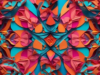 Fototapeta na wymiar colorful kaleidoscopic patterns with surreal elements. Experiment with intricate designs, vibrant color schemes, and unexpected shapes to evoke a psychedelic aesthetic.