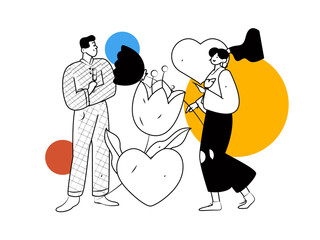 Happy Valentine's Day flat character vector concept business hand drawn illustration
