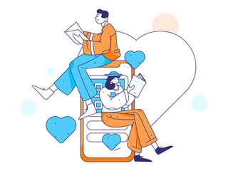 Obraz na płótnie Canvas Happy Valentine's Day flat character vector concept business hand drawn illustration 