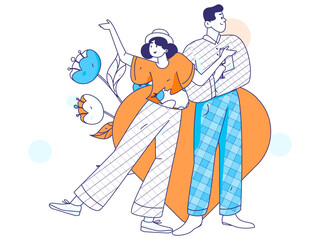 Happy Valentine's Day flat character vector concept business hand drawn illustration
