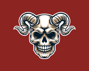 versatile skull head and horn illustration. Ideal for stickers, T-shirt designs, and e-sport logos, this edgy design merges bold aesthetics with versatility for a standout statement.