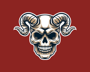 versatile skull head and horn illustration. Ideal for stickers, T-shirt designs, and e-sport logos, this edgy design merges bold aesthetics with versatility for a standout statement.