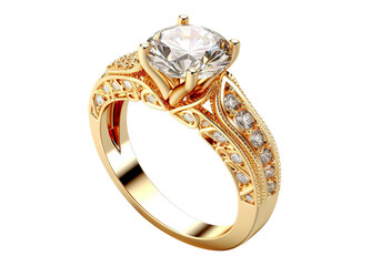 Beautiful gold engagement ring with a diamond, cut out