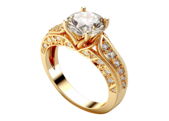 Beautiful gold engagement ring with a diamond, cut out