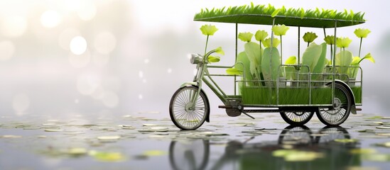 miniature bicycle carriage decorated with cute flowers